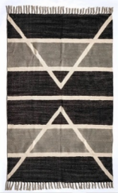 Round Shape Jute Hemp Rug Black Colour